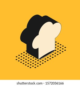 Isometric Chef hat icon isolated on yellow background. Cooking symbol. Cooks hat.  Vector Illustration
