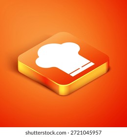 Icono de sombrero de chef isométrico aislado sobre fondo naranja. Símbolo de cocina. Cocina sombrero.  Vector