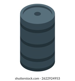 Isometric chemical barrel with toxic waste, dangerous products