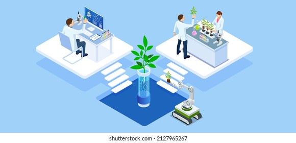 Isometric Chemical Laboratory concept. Molecular Biology Technics Laboratory. In a laboratory scientific or technological research, experiments, and measurement may be performed.