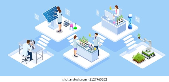 Isometric Chemical Laboratory concept. Molecular Biology Technics Laboratory. In a laboratory scientific or technological research, experiments, and measurement may be performed.