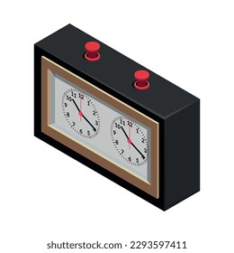 Isometric chess clock icon on white background 3d vector illustration
