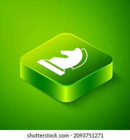 Isometric Chess icon isolated on green background. Business strategy. Game, management, finance. Green square button. Vector