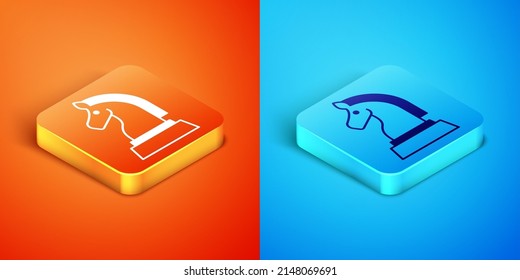 Isometric Chess icon isolated on orange and blue background. Business strategy. Game, management, finance. Vector