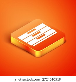 Icono isométrico del pecho de los cajones aislado en fondo naranja.  Vector