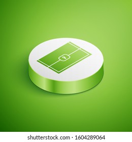 Isometric Chest for game icon isolated on green background. White circle button. Vector Illustration