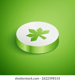 Isometric Chestnut leaf icon isolated on green background. White circle button. Vector