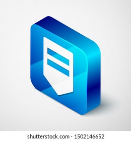 Isometric Chevron icon isolated on white background. Military badge sign. Blue square button. Vector Illustration