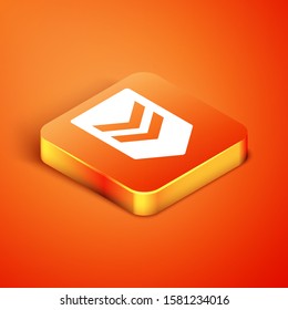 Isometric Chevron icon isolated on orange background. Military badge sign.  Vector Illustration