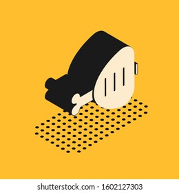 Isometric Chicken leg icon isolated on yellow background. Chicken drumstick.  Vector Illustration