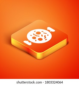 Isometric Chicken tikka masala icon isolated on orange background. Indian traditional food. Vector.