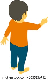 Isometric child back, vector illustration