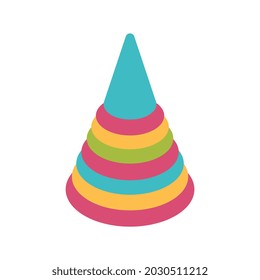 Composición de habitación infantil isométrica con imagen aislada de pirámide seccional colorida para niños de infantes ilustración vectorial