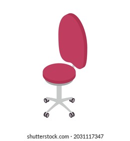Isometric children room composition with isolated image of rolling chair with tall back vector illustration