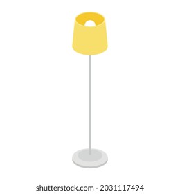 Isometric children room composition with isolated image of floor lamp with shade on tall stand vector illustration
