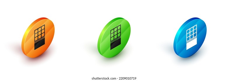 Isometric Chocolate bar icon isolated on white background. Circle button. Vector