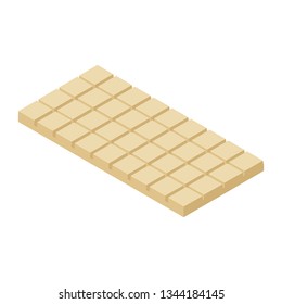 Isometric chocolate bar isolated on white bacground. White chocolate