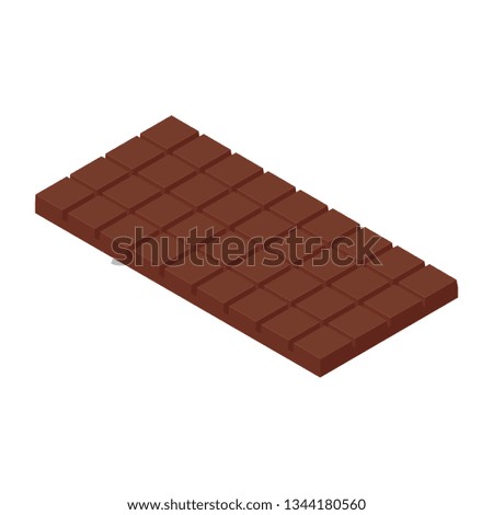 Isometric chocolate bar  isolated on white bacground. Milk chocolate