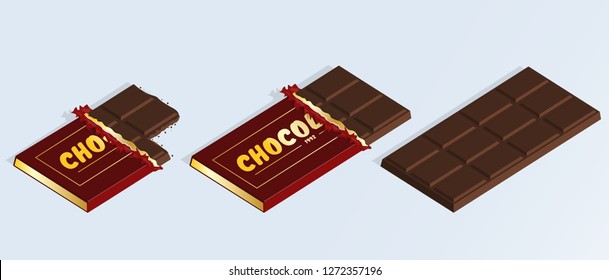 Isometric chocolate bar vector