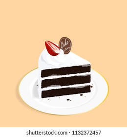 isometric chocolate cake strawberry vector