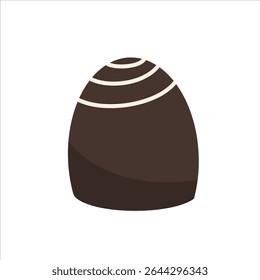 Pralina de chocolate isométrica com padrão de linha de espiral. Design vetorial realista para embalagens de sobremesa, marcas doces ou ilustrações de confeitaria.