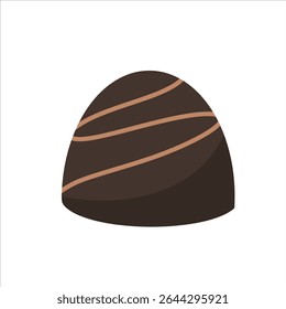 Trufa de chocolate isométrica com redemoinho decorativo. Vetor realista para embalagem de sobremesa, doces gourmet ou design de confeitaria.