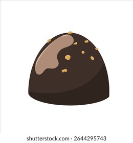 Isometric chocolate truffle with glossy glaze and nut topping. Realistic vector illustration for dessert design, gourmet packaging, or sweet branding.