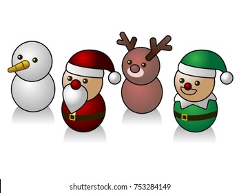 Isometric Christmas characters, isolated on white background.