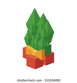 Isometric christmas pine with bowtie design