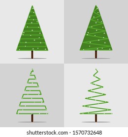 Isometric Christmas Tree Collection. Flat and Icon Design
