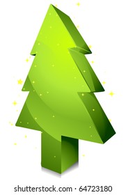 Isometric Christmas Tree Design against white Background