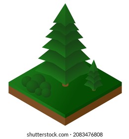 Isometric Christmas tree in the forest