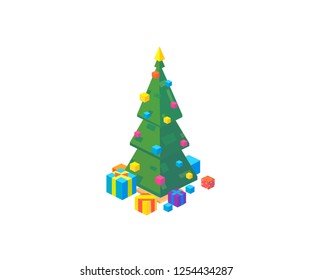 Isometric Christmas Tree Isolated