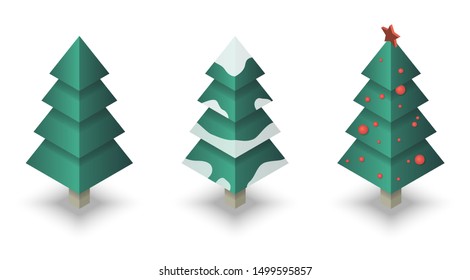 Isometric Christmas Tree in three variants