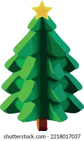 Isometric Christmas trees isolated on white background.Vector low poly illustration.