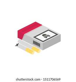isometric cigarette pack in flat style, vector illustration