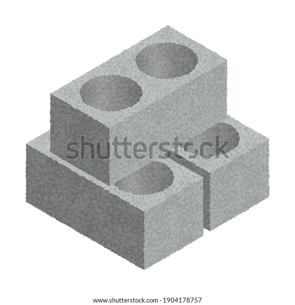 Isometric cinder blocks\
isolated on white background. Gray bricks. Concrete building blocks\
icon. Construction. Flat 3d isometric vector cement blocks icon\
illustration.