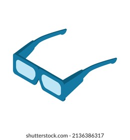 Composición de películas cinematográficas isométricas con imagen aislada de gafas para ver ilustraciones vectoriales de películas 3d