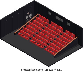 Isometric cinema theater interior illustration