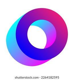 Isometric circle with color gradient icon. Modern abstract geometric icon vector isolated on white background.