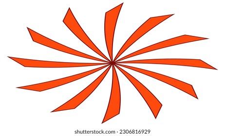 Isometric circular shape with petals like sun or flower isolated on white. Vector clipart.