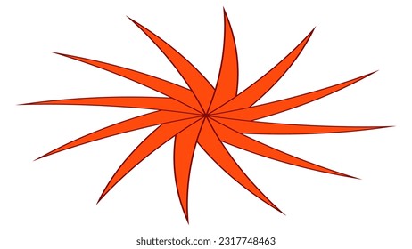 Isometric circular shape with petals like sun or flower isolated on white. Vector clipart.