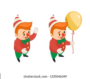 Isometric circus party fun carnival clown funny ballon performance character icon 3d isolated flat design vector illustration