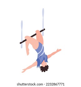 Isometric circus performers artists actors show composition with isolated entertainment icon on blank background vector illustration