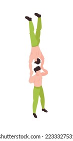 Isometric circus performers artists actors show composition with isolated entertainment icon on blank background vector illustration