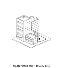 Isometric City Block Line Art Street Stock Vector (Royalty Free ...