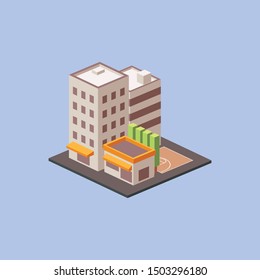 Isometric City Block with street basketball court
