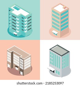 construcción de ciudades isométricas, imágenes vectoriales de iconos