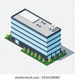 Isometric city building. Isometric modern building. Skyscraper building or business office. Vector illustration