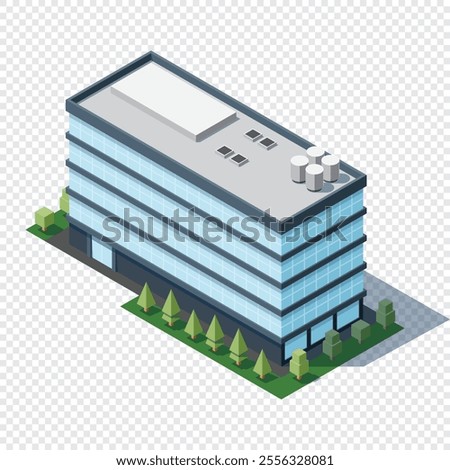Isometric city building. Isometric modern building. Skyscraper building or business office. Vector illustration